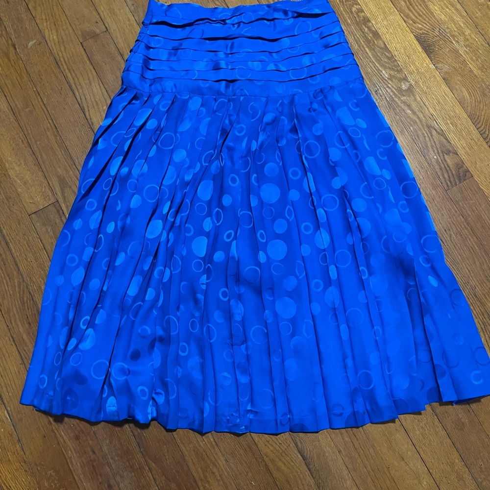 Elegant Blue Polka Dot Skirt 100 percent silk